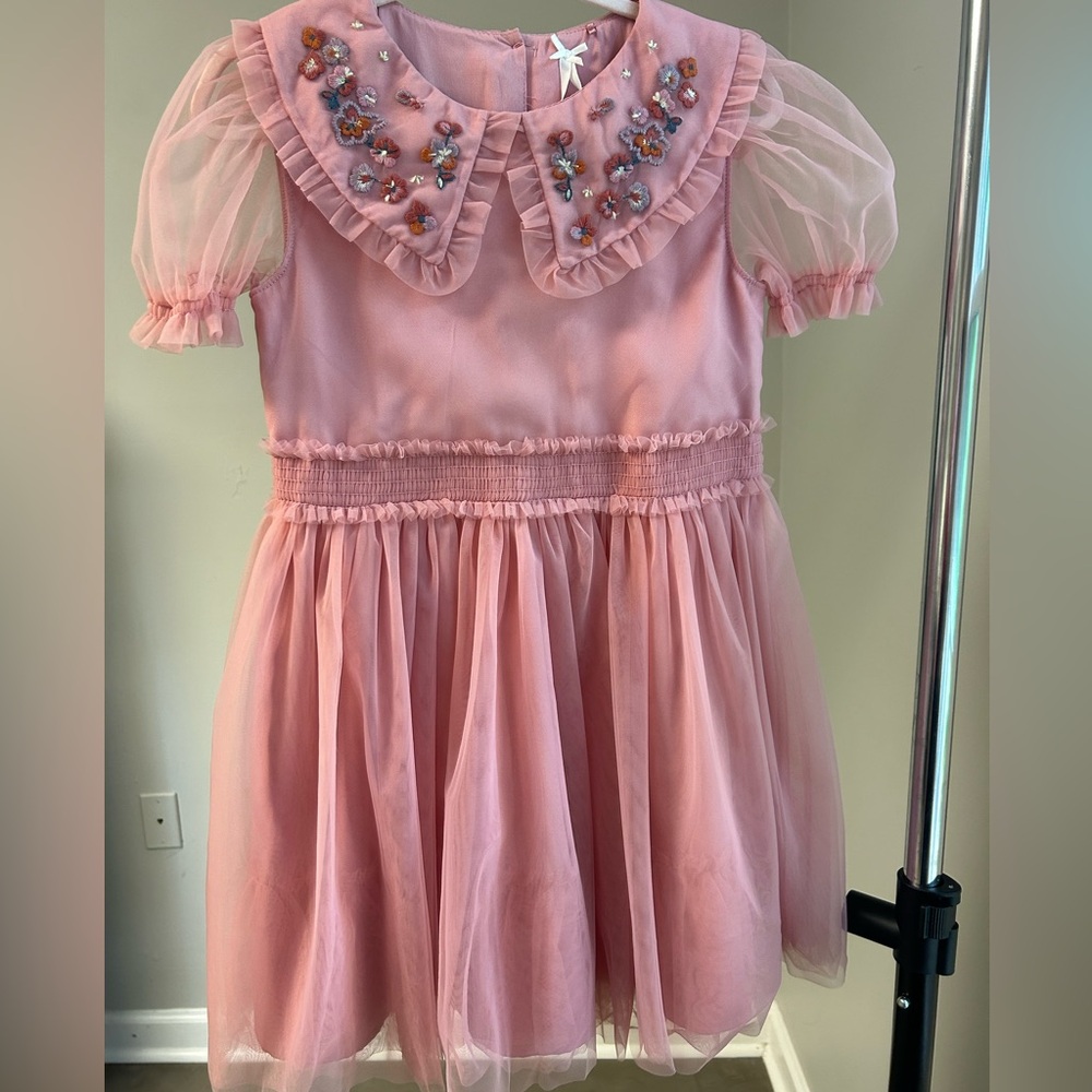 Next Direct Pink Ruffled Smocked Babydoll Dress